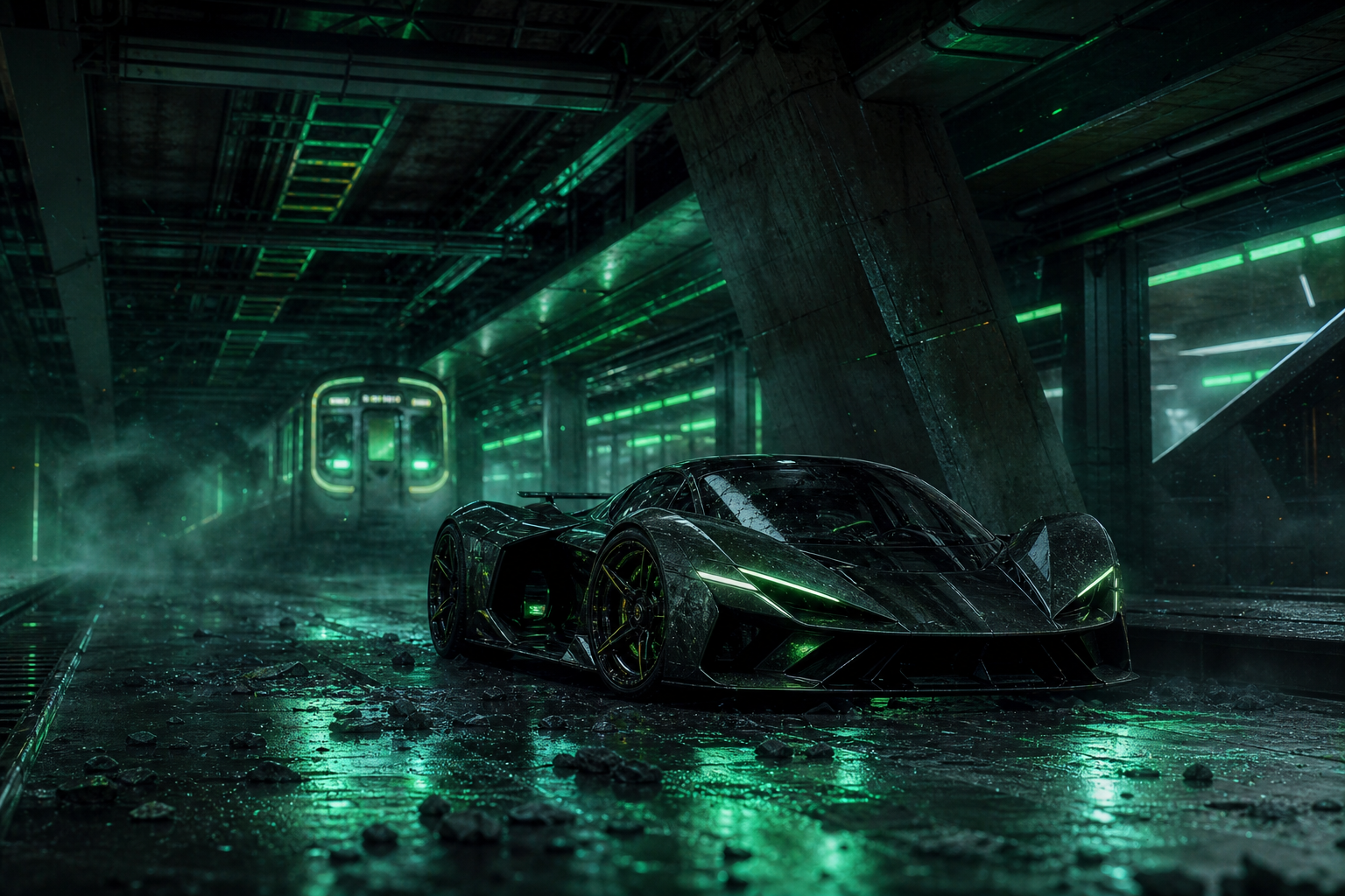 Cyberpunk Subway Station Supercars Wallpaper  10 4K