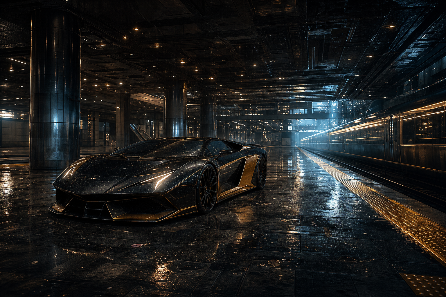 Cyberpunk Subway Station Supercars Wallpaper  10 4K