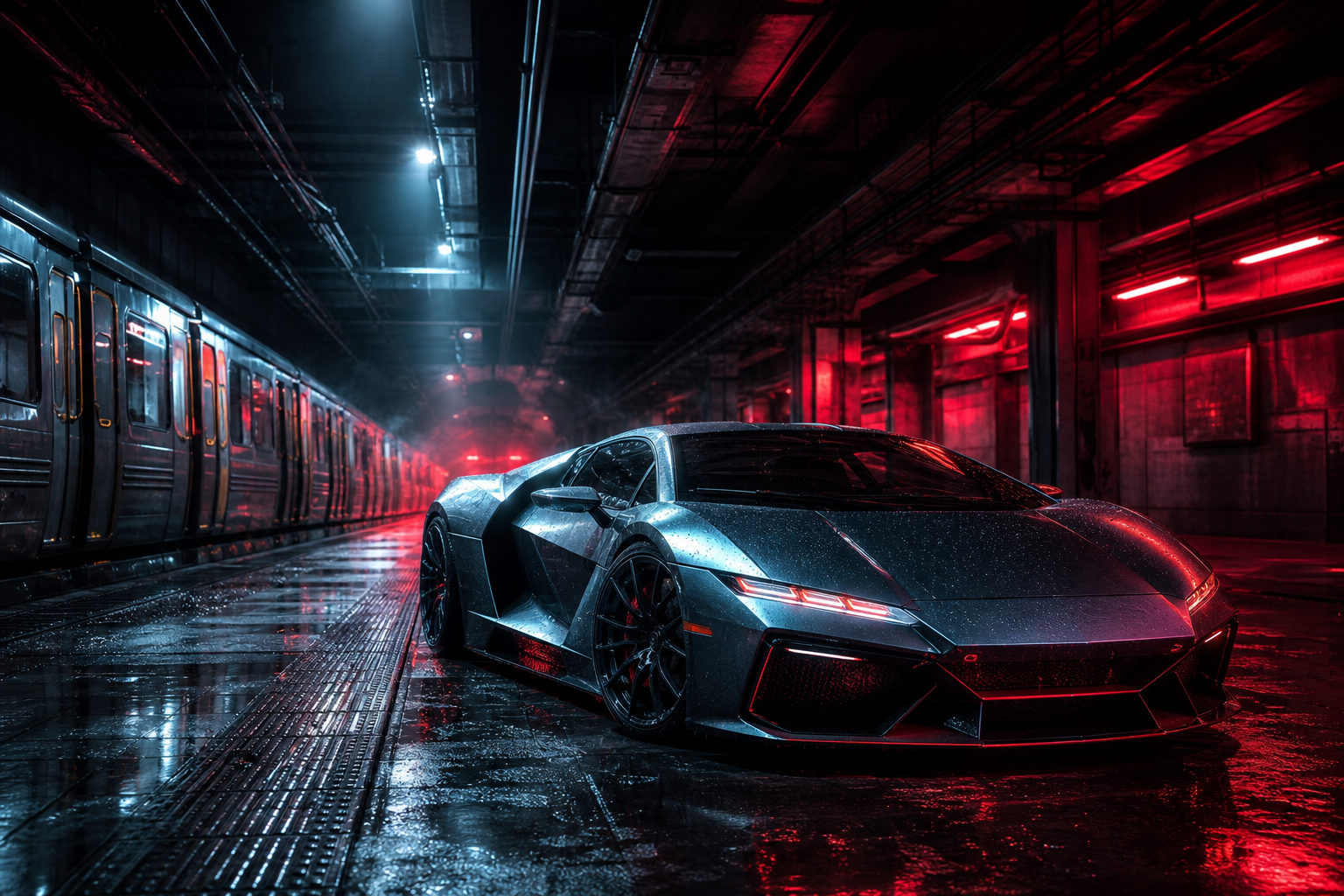 Cyberpunk Subway Station Supercars Wallpaper  10 4K