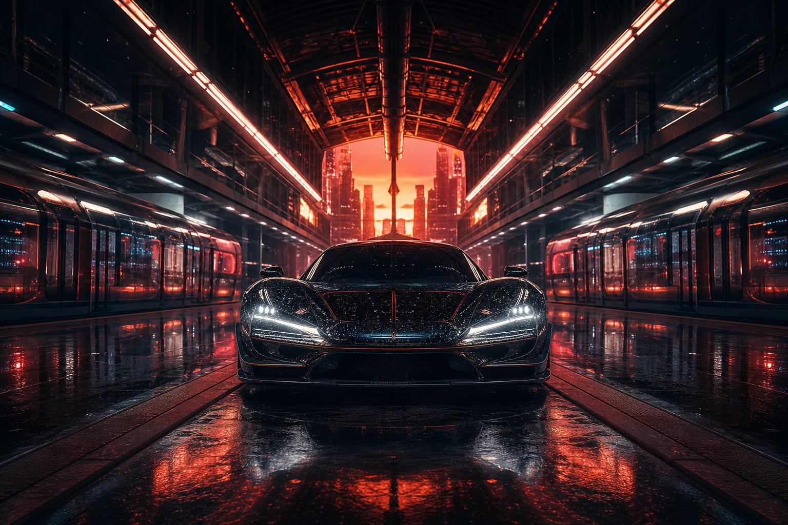 Cyberpunk Subway Station Supercars Wallpaper  10 4K