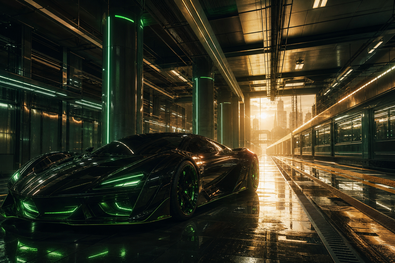 Cyberpunk Subway Station Supercars Wallpaper  10 4K