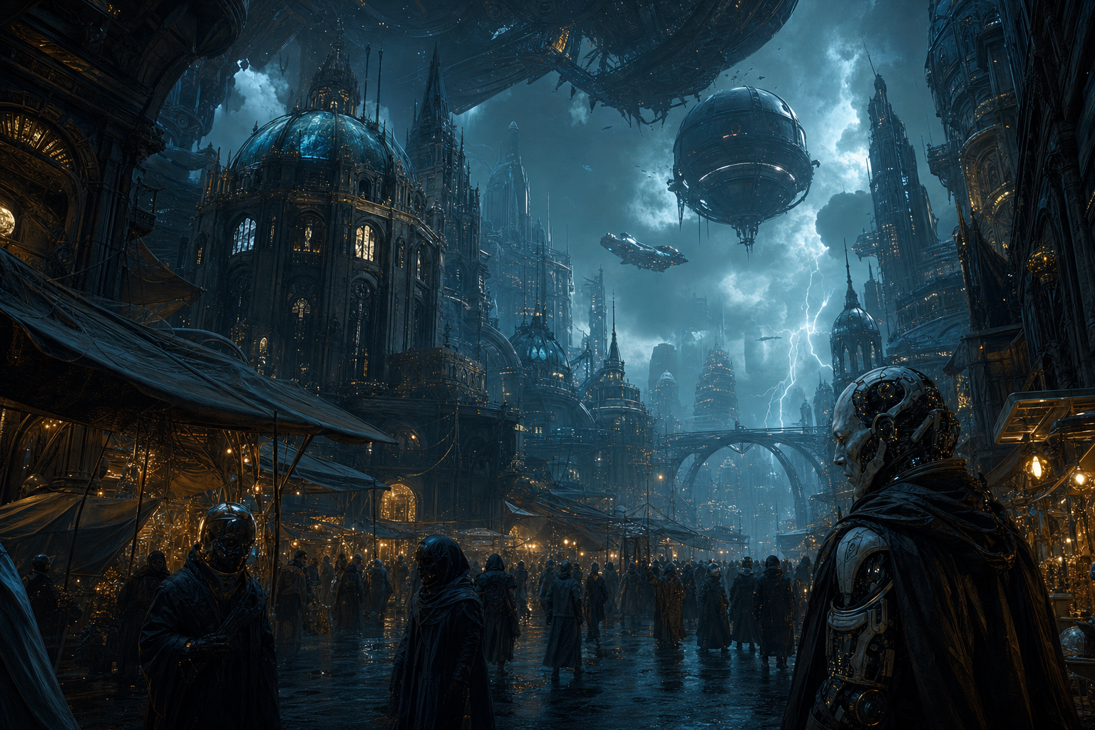 Dark Cyberpunk Market Street Art Wallpaper  8 4K