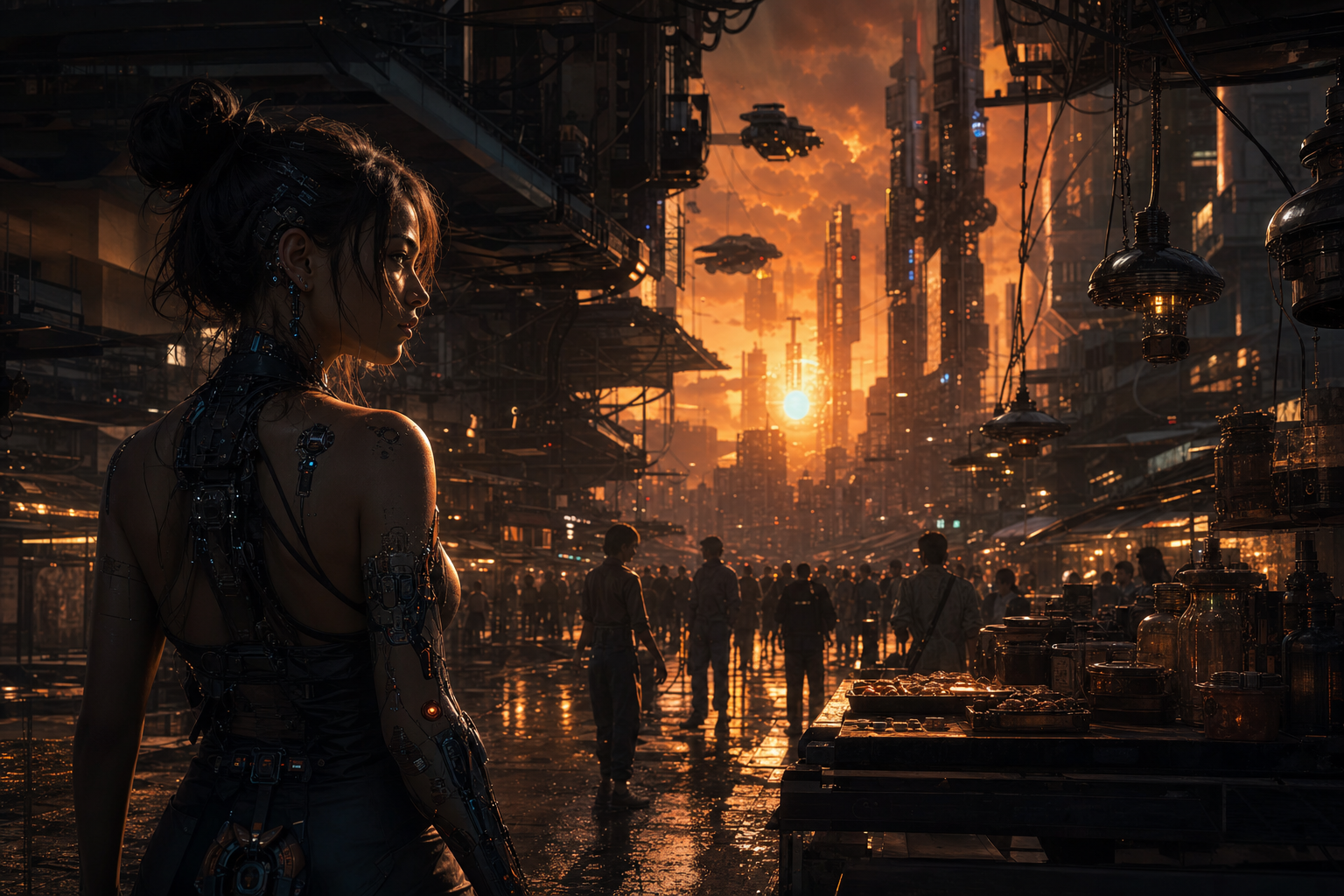 Dark Cyberpunk Market Street Cyberpunk Wallpaper  8 4K