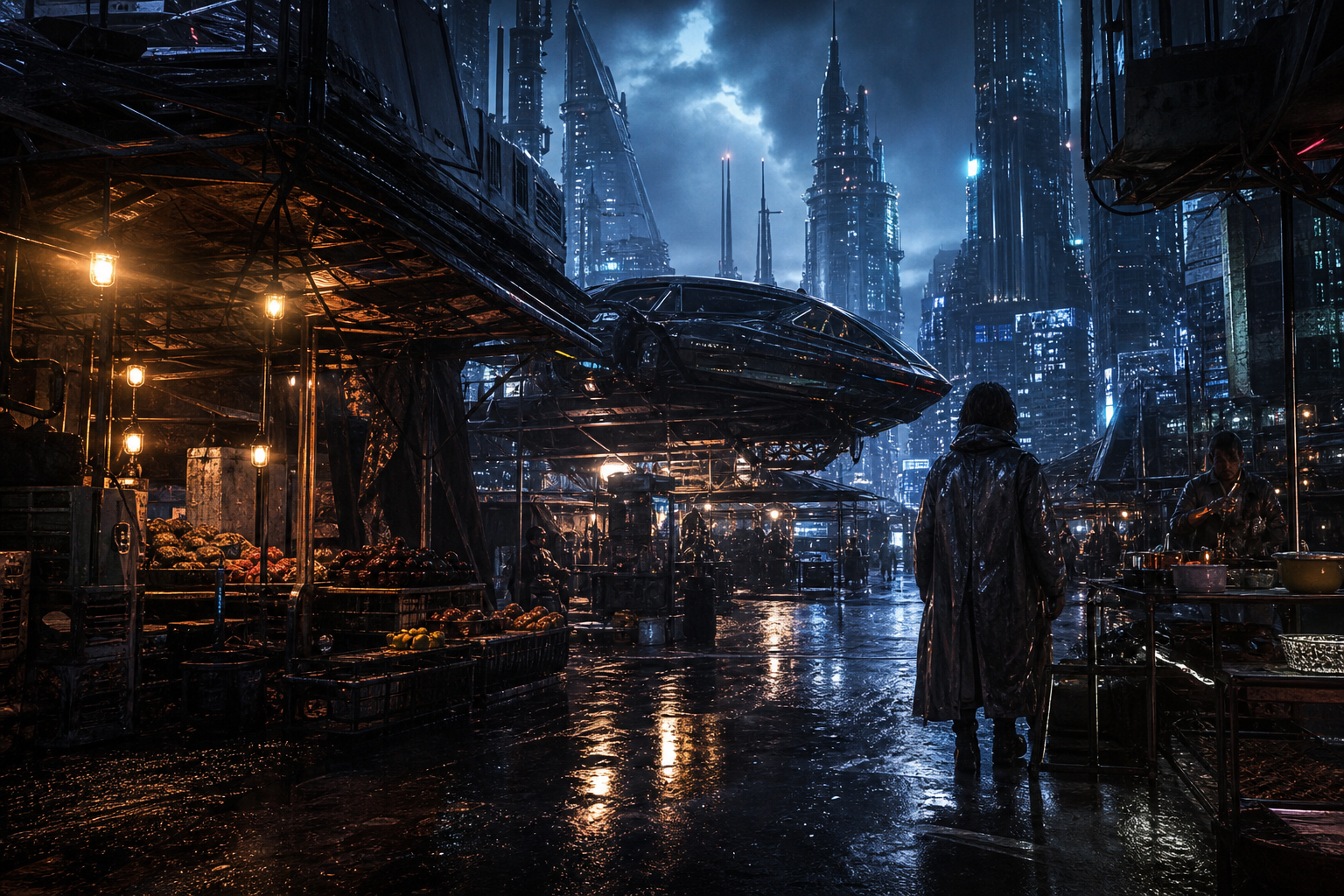 Dark Cyberpunk Market Street Cyberpunk Wallpaper  8 4K