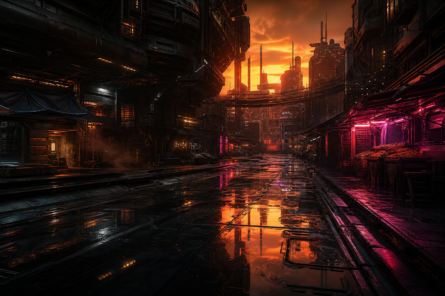 Dark Cyberpunk Market Street Cyberpunk Wallpaper  8 4K