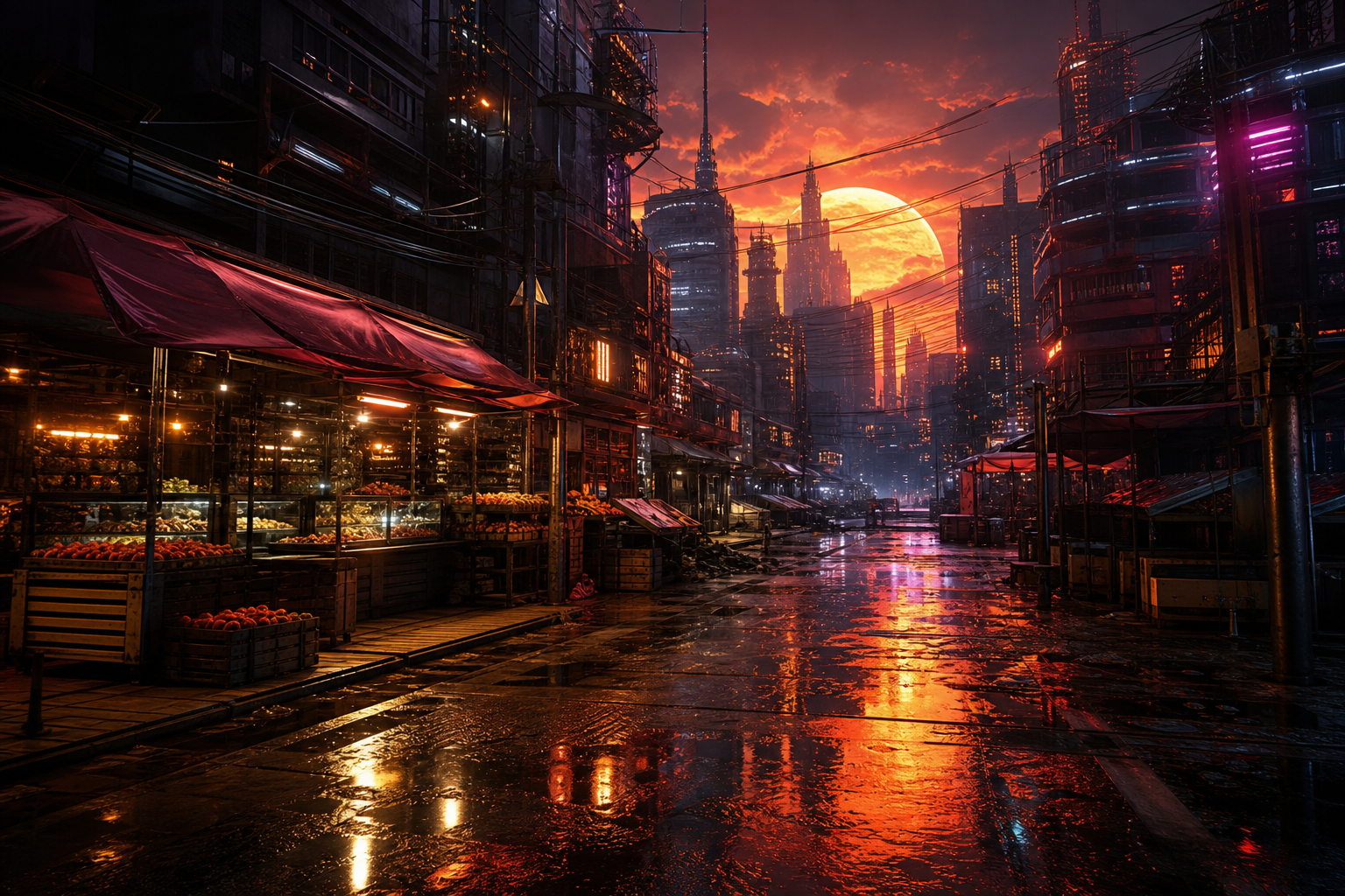 Dark Cyberpunk Market Street Cyberpunk Wallpaper 8 4K 11 4K Cyberpunk Wallpaper