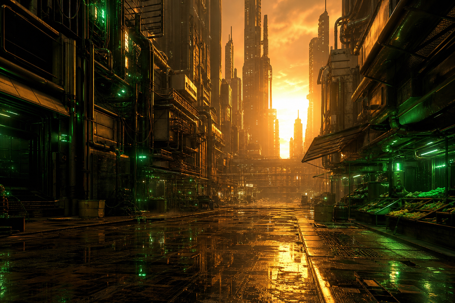 Dark Cyberpunk Market Street Cyberpunk Wallpaper  8 4K
