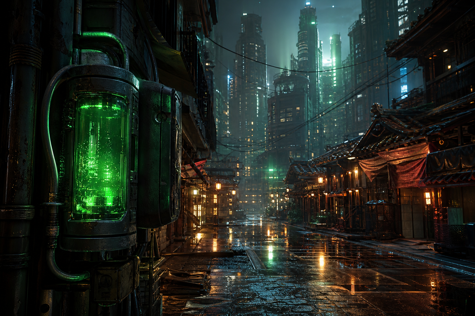Dark Cyberpunk Market Street Cyberpunk Wallpaper  8 4K