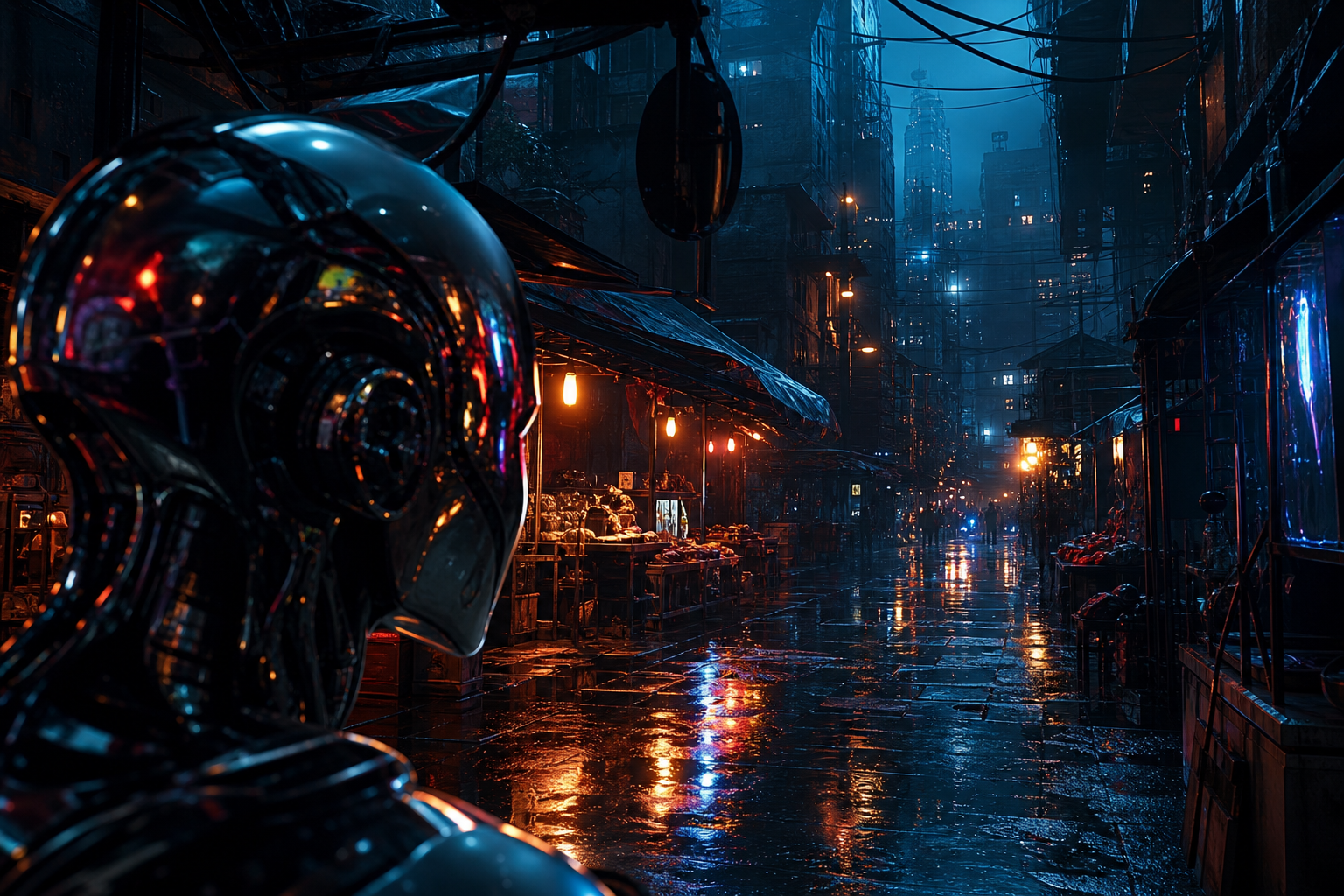 Dark Cyberpunk Market Street Cyberpunk Wallpaper  8 4K