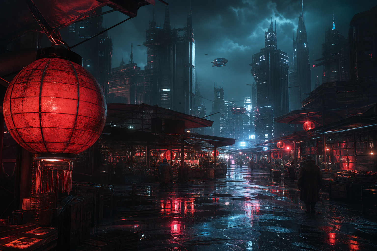 Dark Cyberpunk Market Street Cyberpunk Wallpaper  8 4K