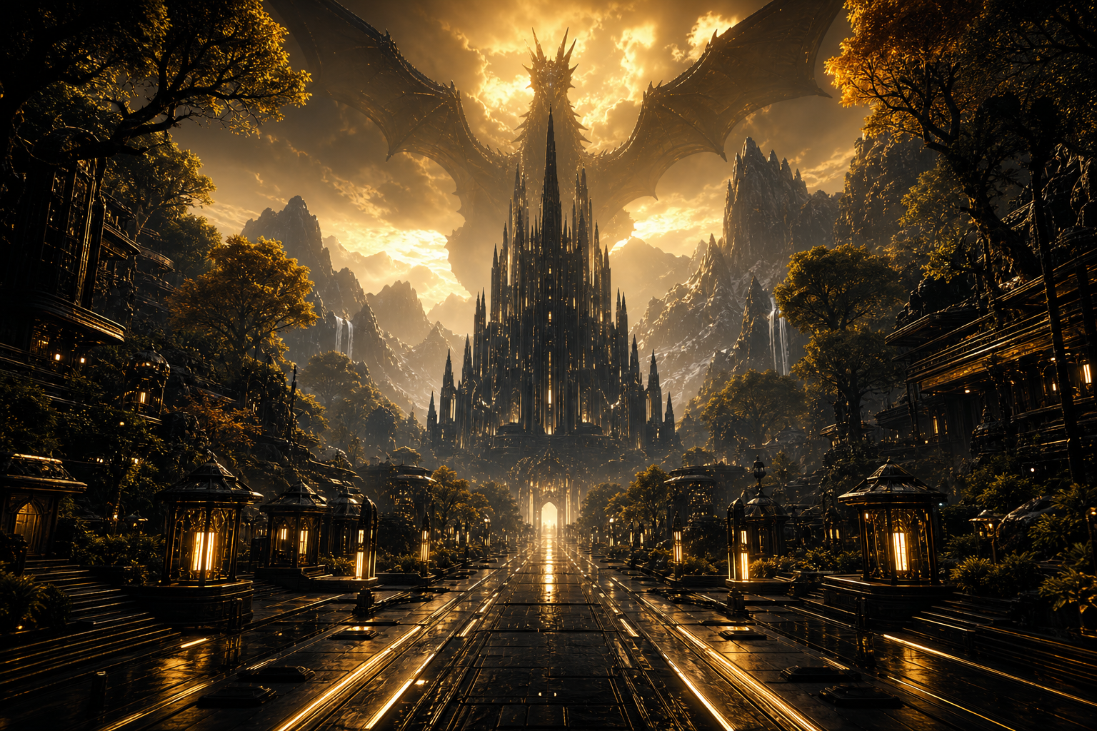 Dark Cyberpunk Market Street Fantasy Wallpaper  8 4K