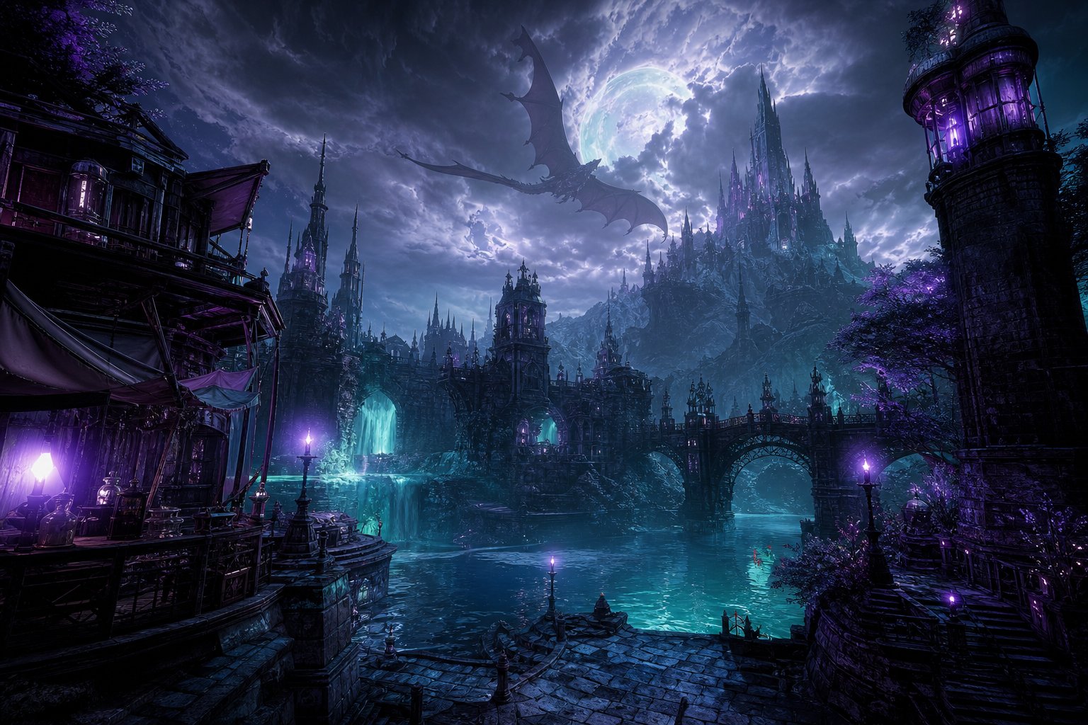 Dark Cyberpunk Market Street Fantasy Wallpaper 8 4K 11 4K Fantasy Wallpaper