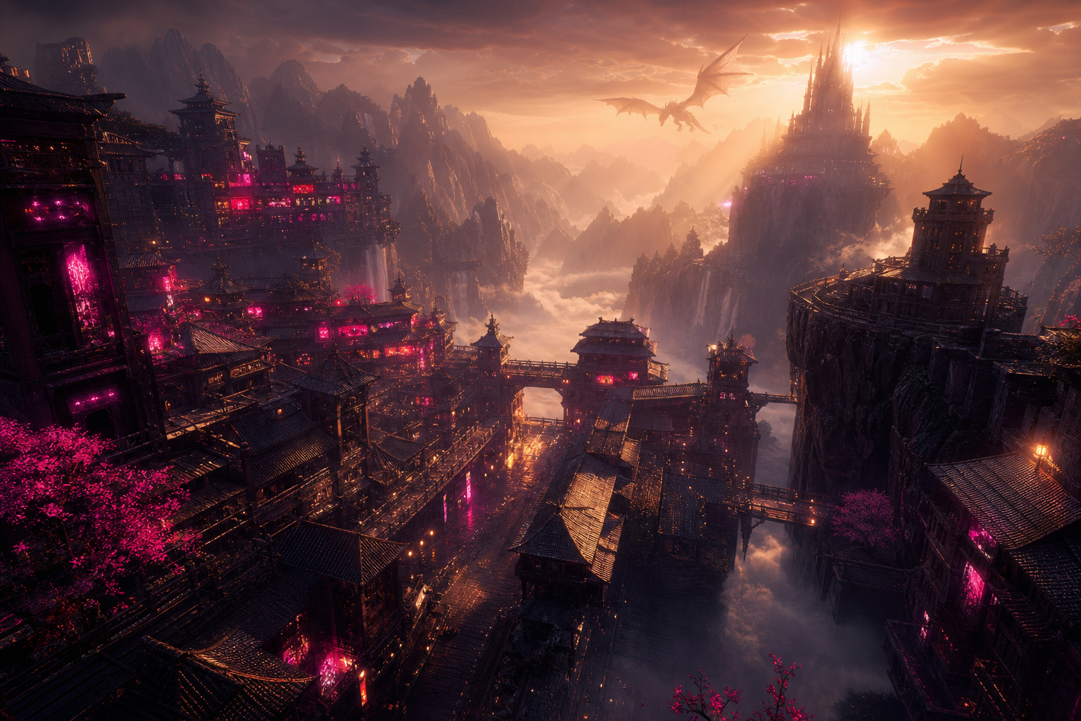 Dark Cyberpunk Market Street Fantasy Wallpaper  8 4K