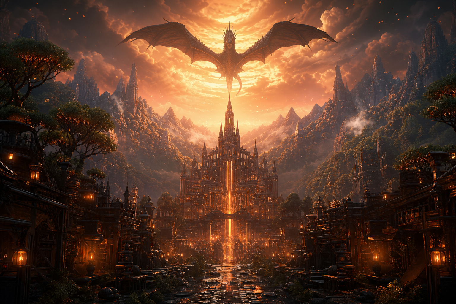 Dark Cyberpunk Market Street Fantasy Wallpaper  8 4K