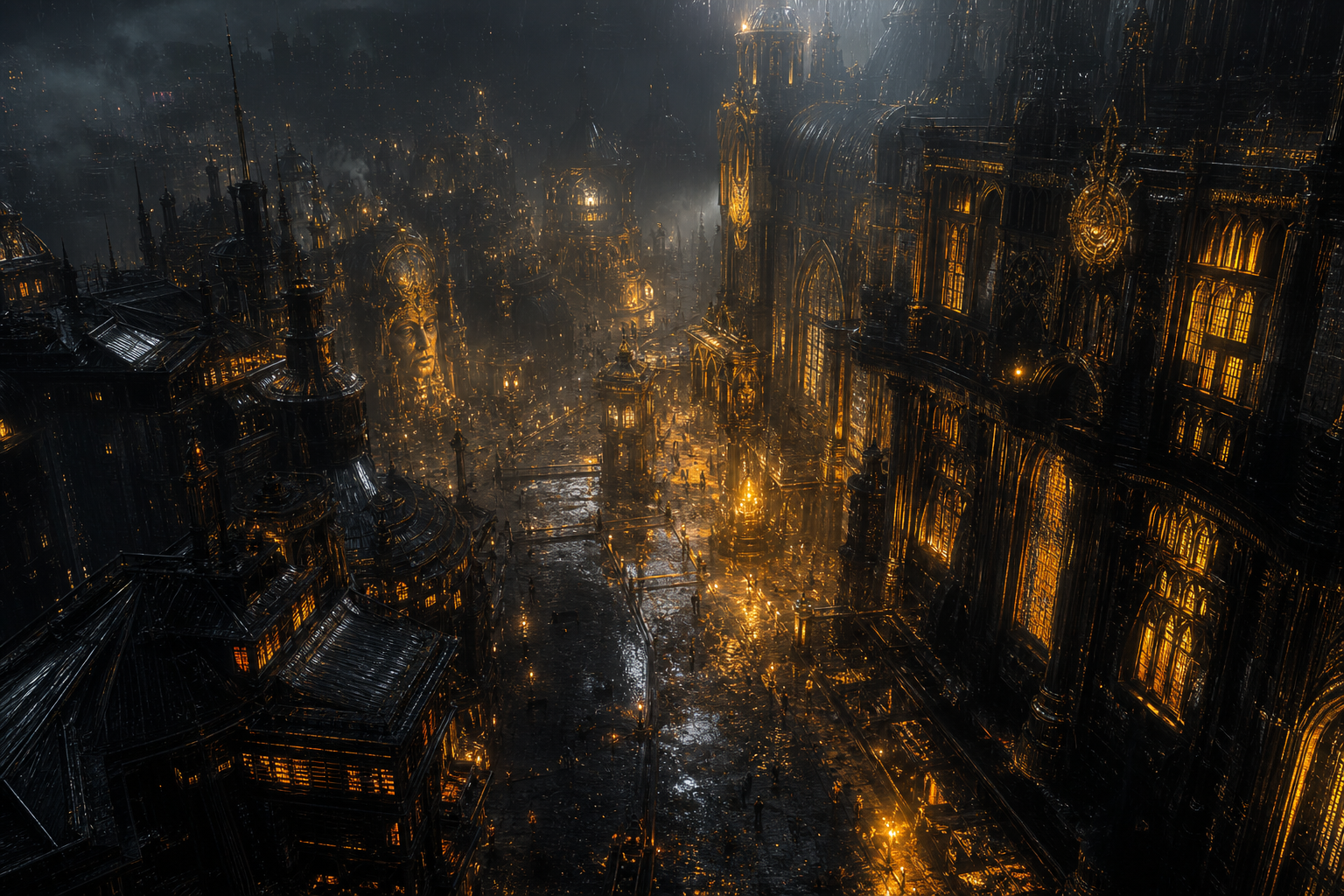Dark Cyberpunk Market Street Fantasy Wallpaper  8 4K