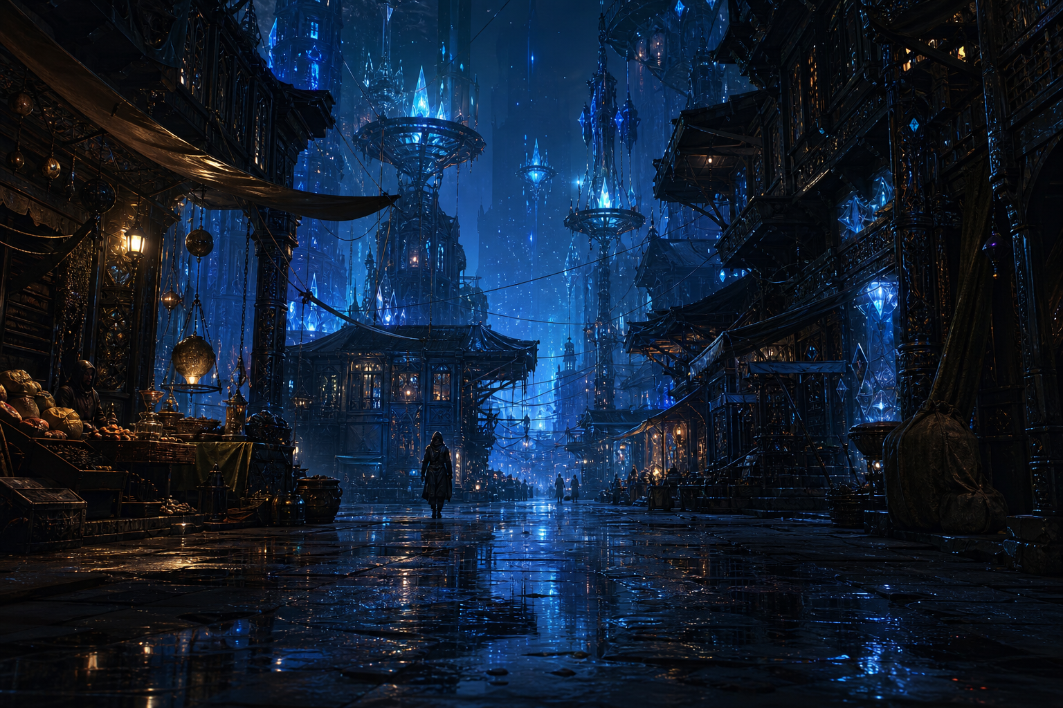 Dark Cyberpunk Market Street Fantasy Wallpaper  8 4K