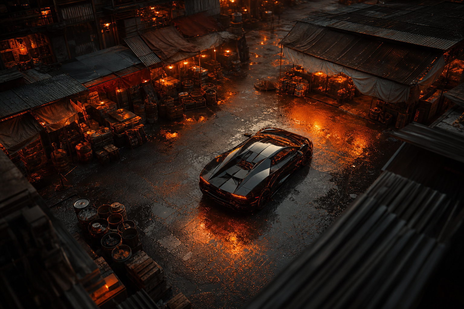 Dark Cyberpunk Market Street Supercars Wallpaper 8 4K 11 4K Supercars Wallpaper
