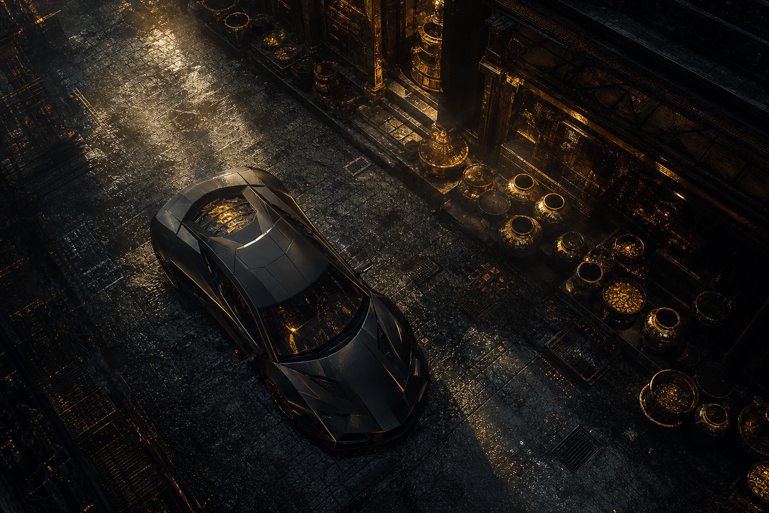 Dark Cyberpunk Market Street Supercars Wallpaper  8 4K