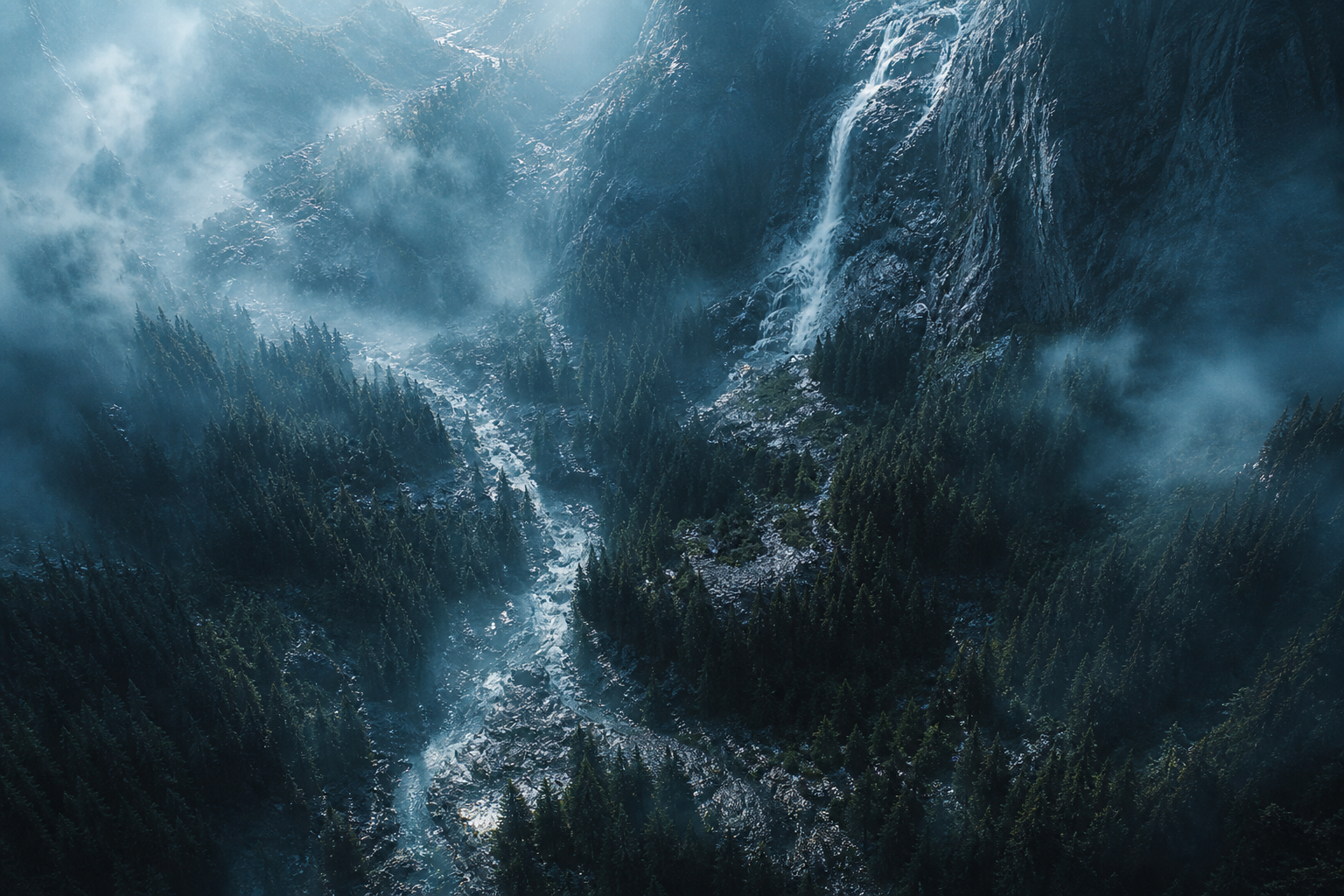 Dark Forest Fog Nature Wallpaper  2 4K
