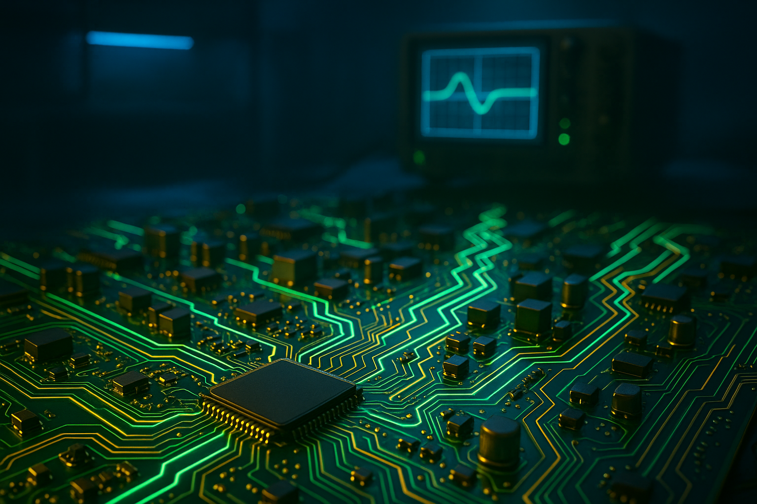 Electronics Lab With Oscilloscope And Neon Lights Electronics Wallpaper 3 4K 4K Electronics Wallpaper