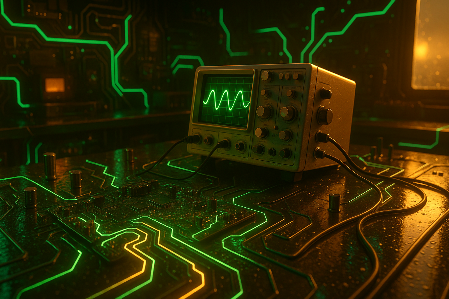 Electronics Lab With Oscilloscope And Neon Lights Electronics Wallpaper 3 4K 4K Electronics Wallpaper