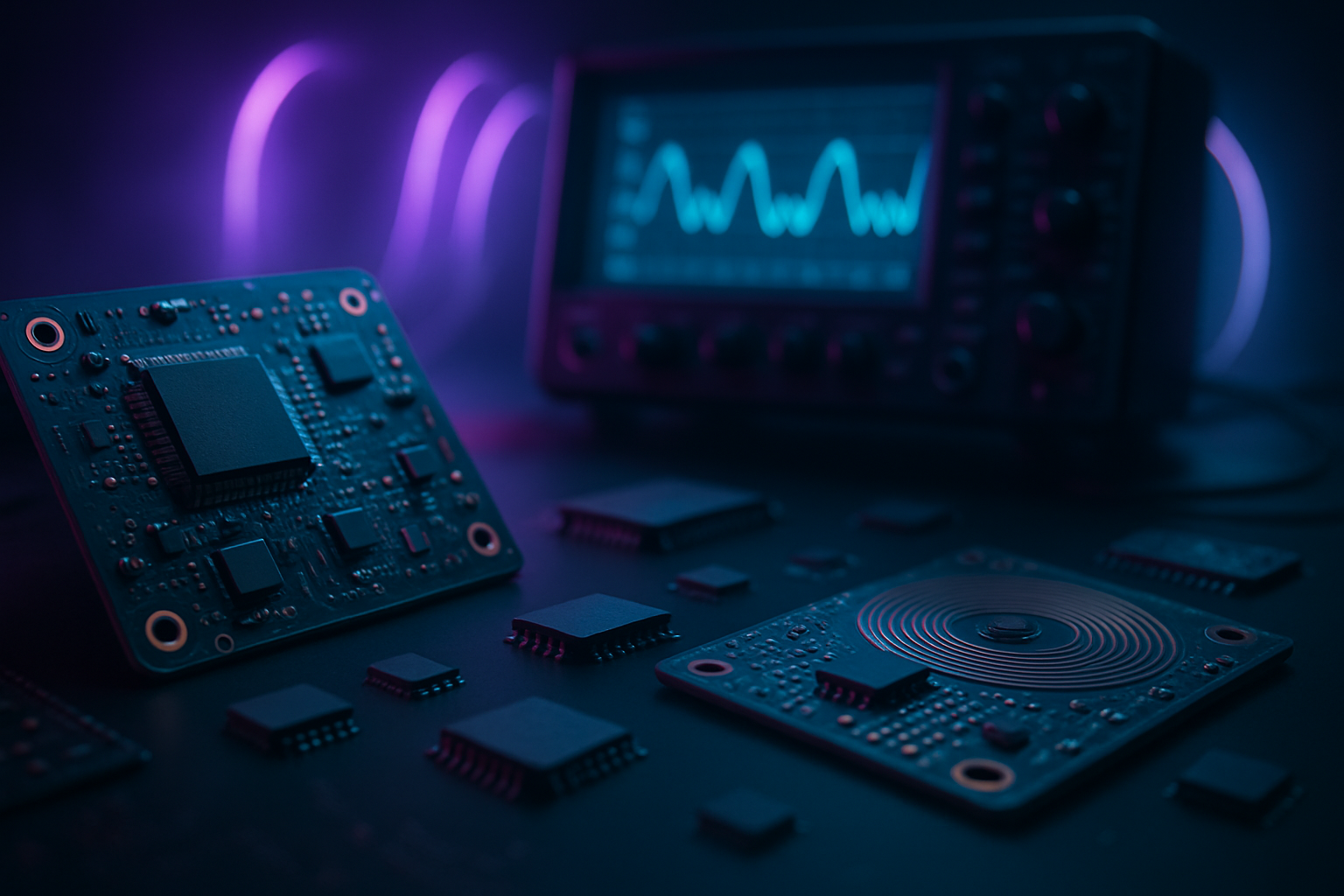 Electronics Lab With Oscilloscope And Neon Lights Electronics Wallpaper 3 4K 4K Electronics Wallpaper