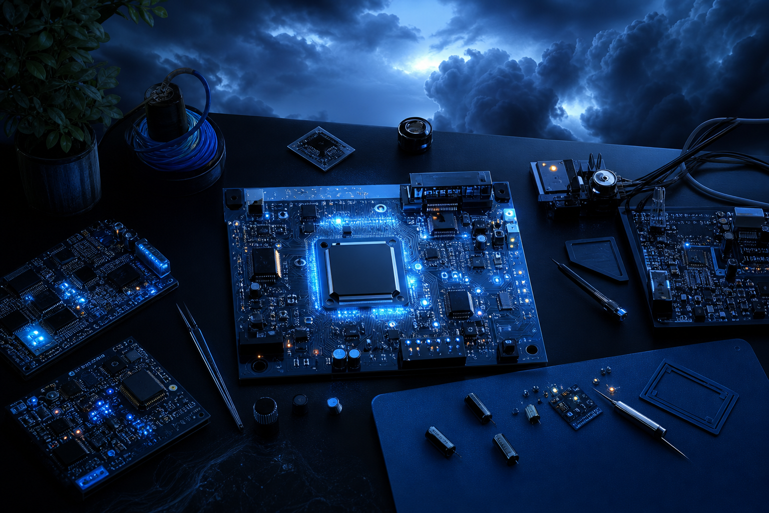 Engineering Desk With PCB Prototypes Electronics Wallpaper  7 4K