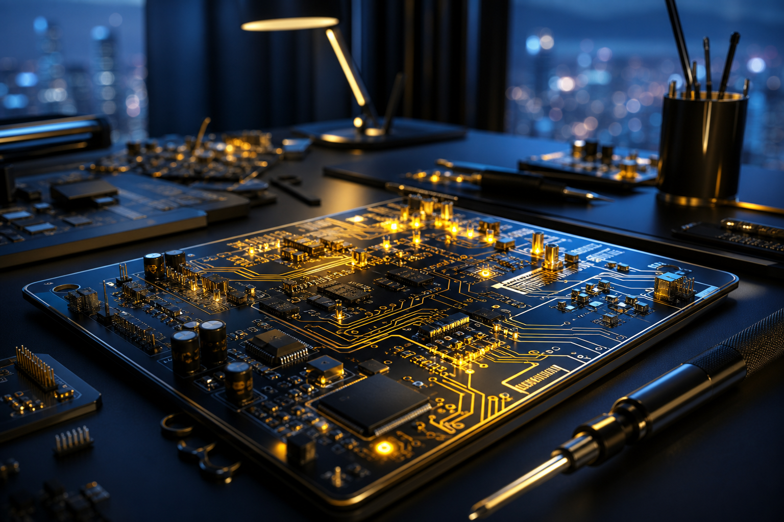 Engineering Desk With PCB Prototypes Electronics Wallpaper  7 4K