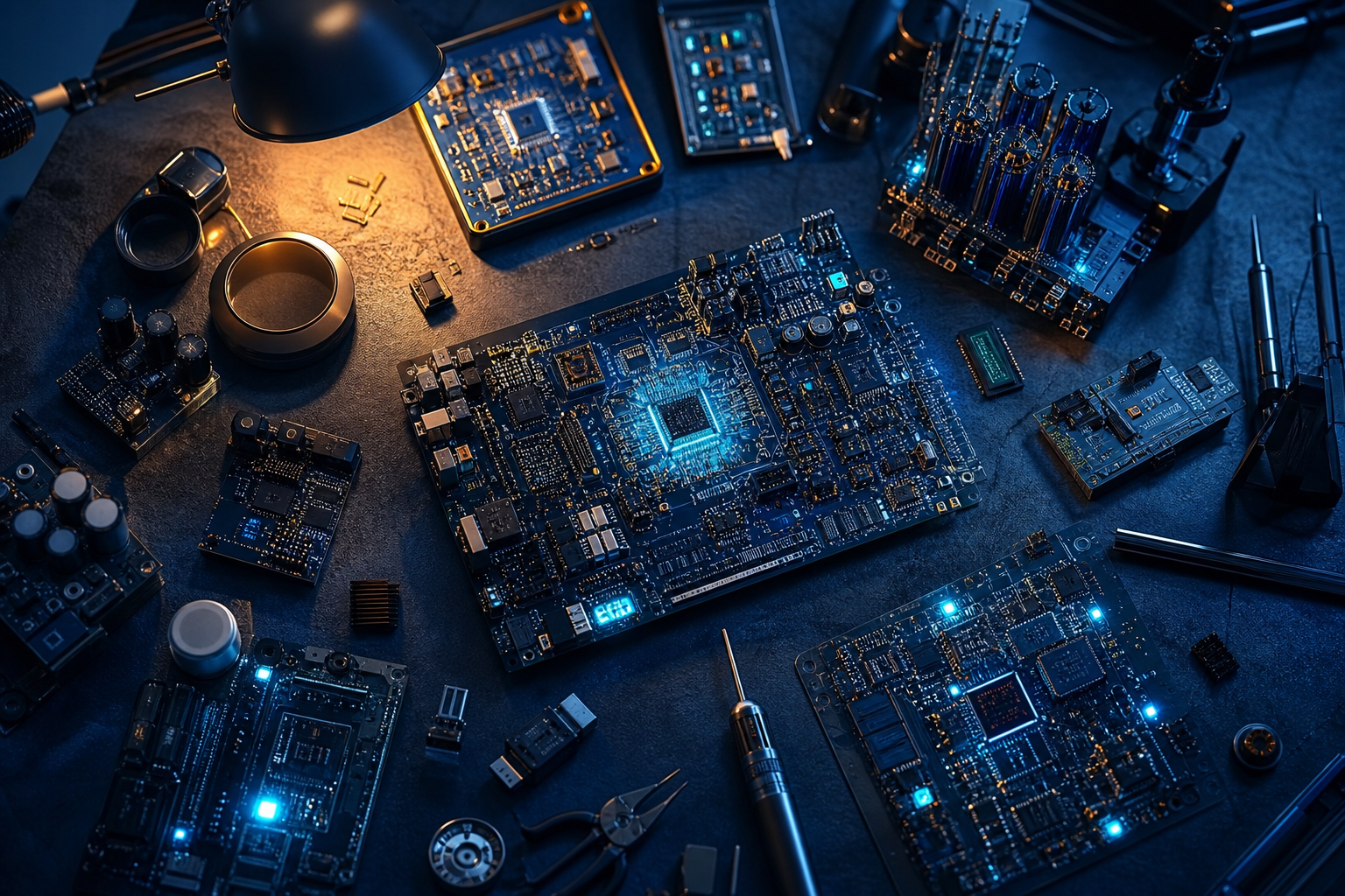 Engineering Desk With PCB Prototypes Electronics Wallpaper  7 4K