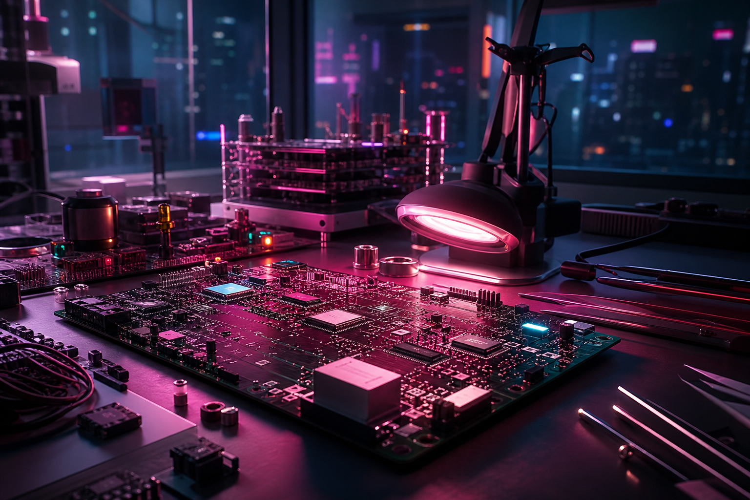Engineering Desk With PCB Prototypes Electronics Wallpaper  7 4K