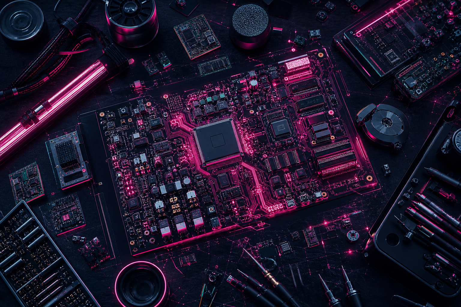 Engineering Desk With PCB Prototypes Electronics Wallpaper  7 4K