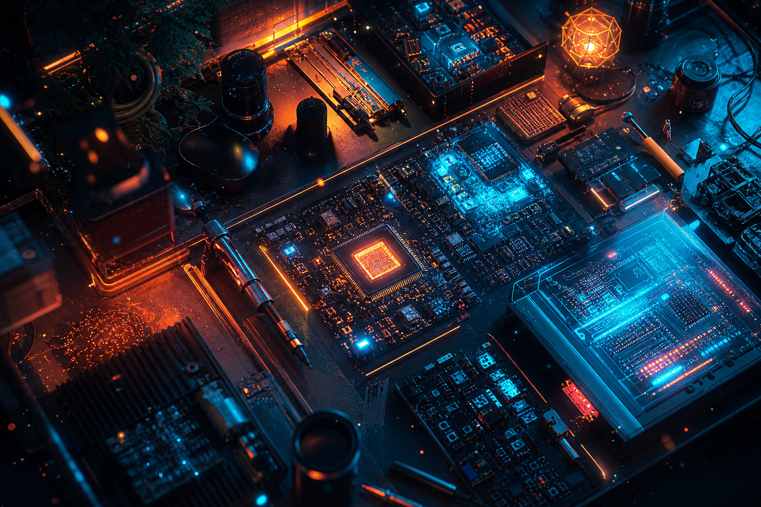 Engineering Desk With PCB Prototypes Electronics Wallpaper  7 4K