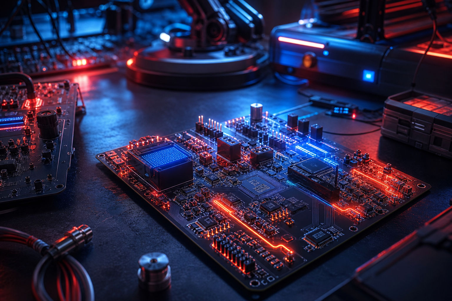 Engineering Desk With PCB Prototypes Electronics Wallpaper  7 4K