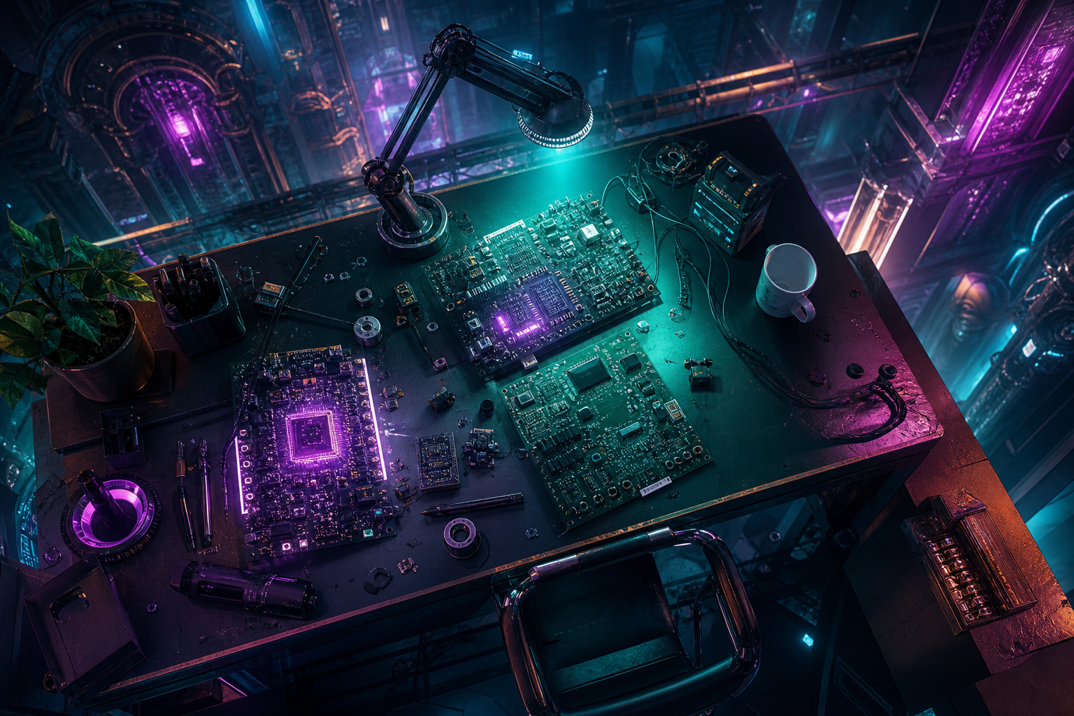 Engineering Desk With PCB Prototypes Electronics Wallpaper  7 4K