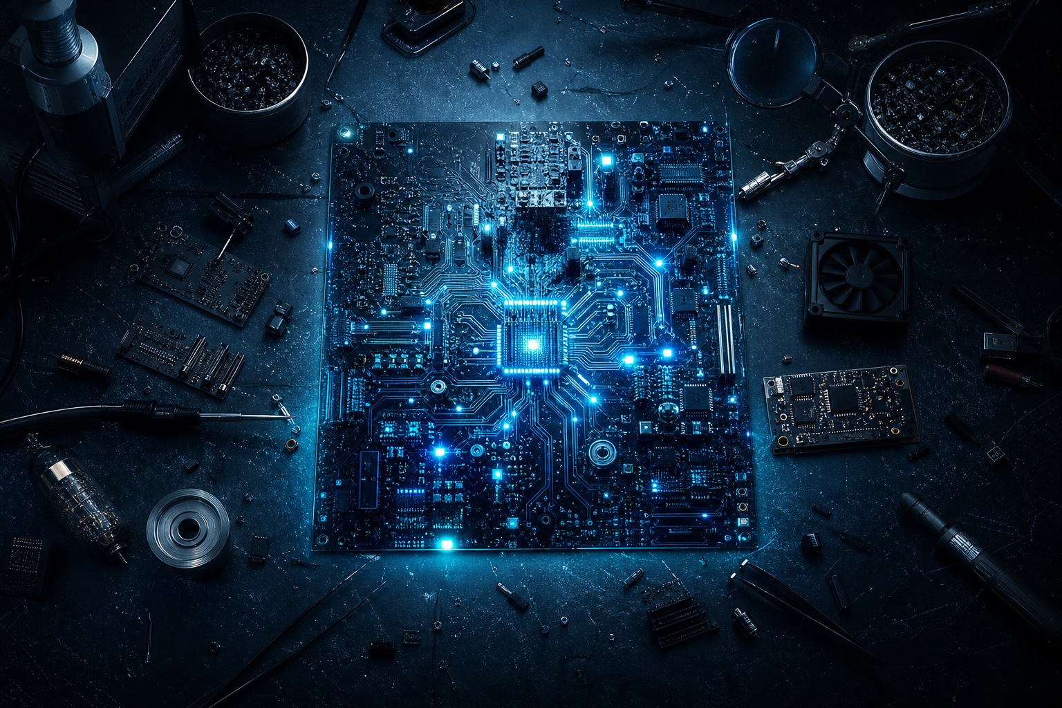 Engineering Desk With PCB Prototypes Electronics Wallpaper  7 4K
