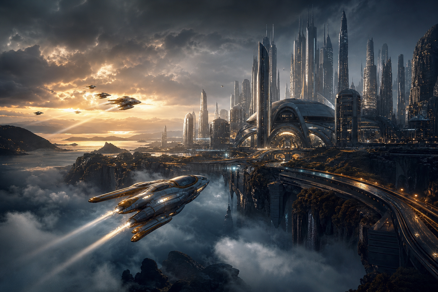 Epic Science Fiction City With Flying Vehicles Cinematic Style Movie Wallpaper 1 4K 11 4K Movie Wallpaper