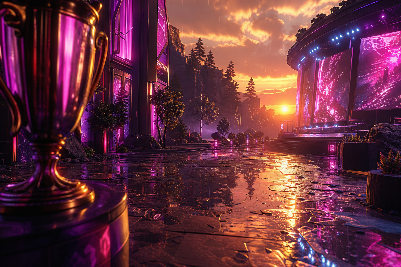 Esports Stage With Dramatic Lighting Gaming Wallpaper  16 4K