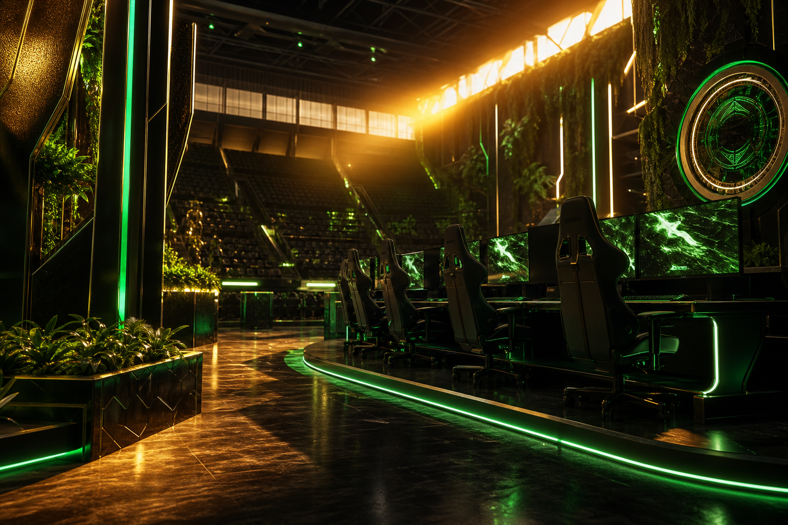 Esports Stage With Dramatic Lighting Gaming Wallpaper  16 4K