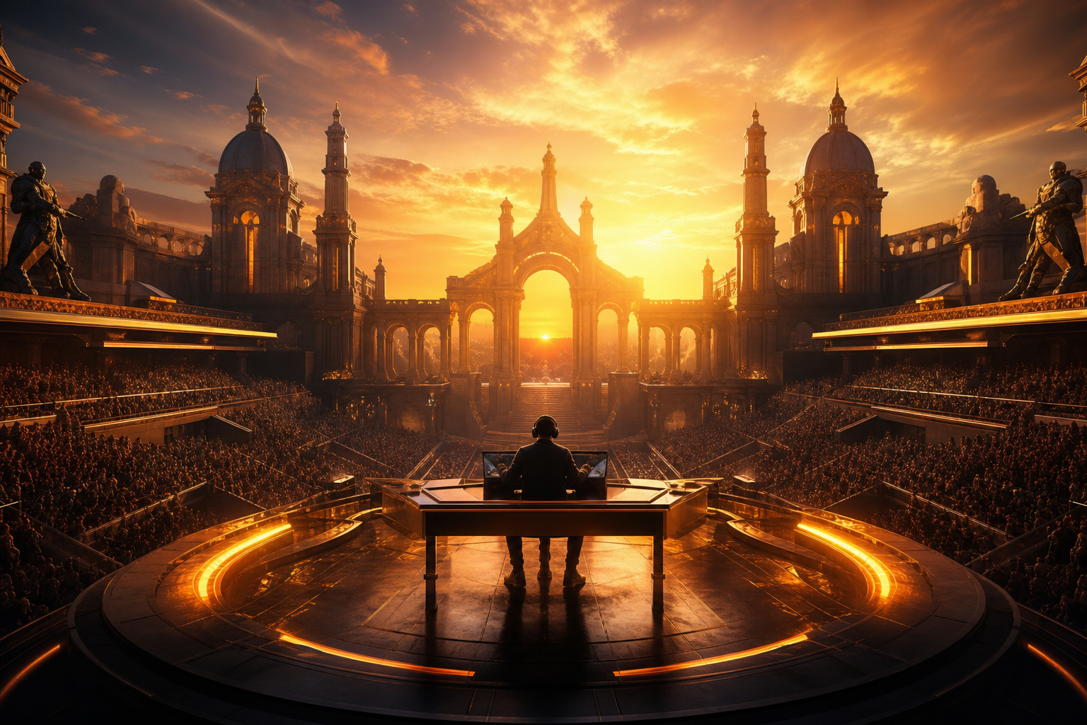 Esports Stage With Dramatic Lighting Gaming Wallpaper  16 4K