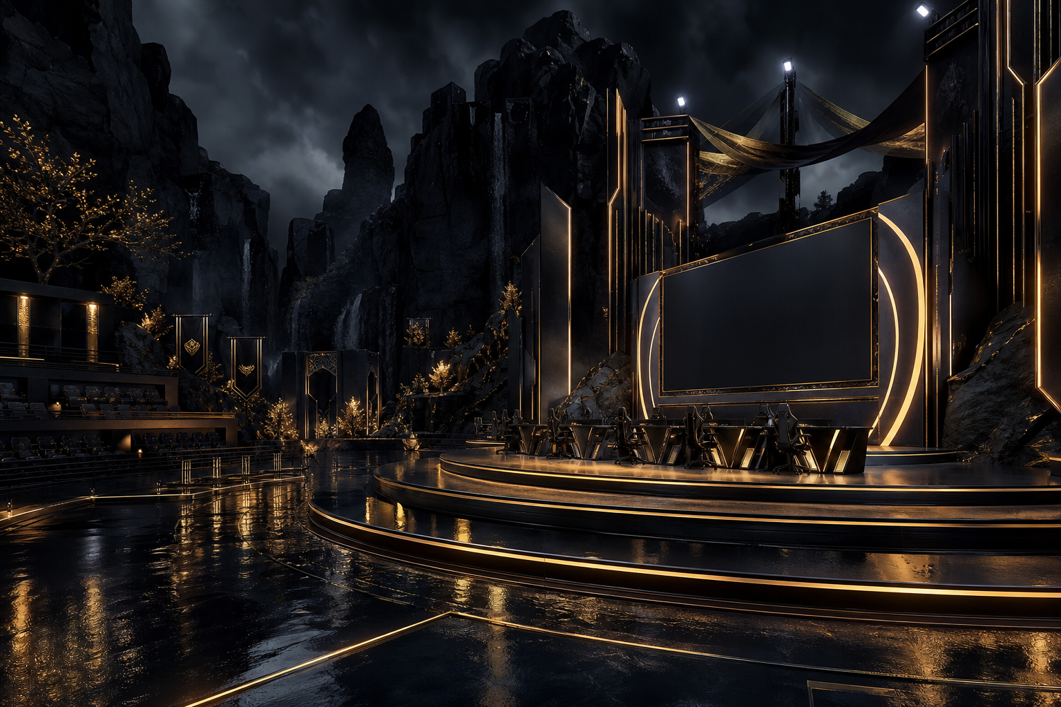 Esports Stage With Dramatic Lighting Gaming Wallpaper  6 4K