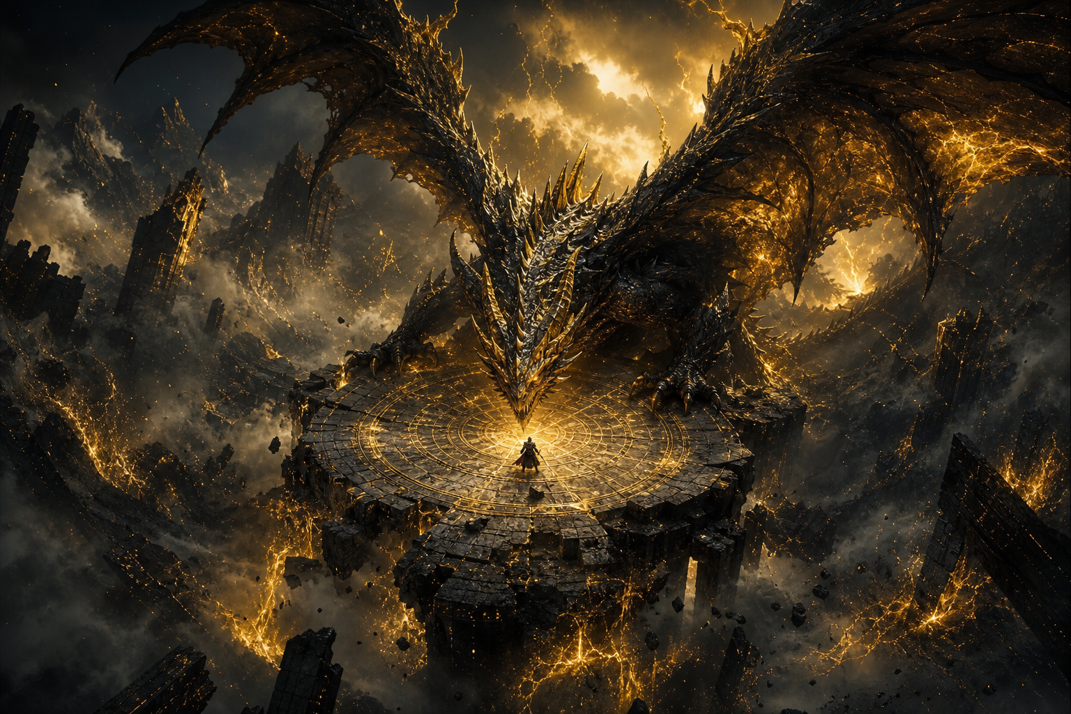 Fantasy Dragon Boss Battle Scene Gaming Wallpaper  15 4K