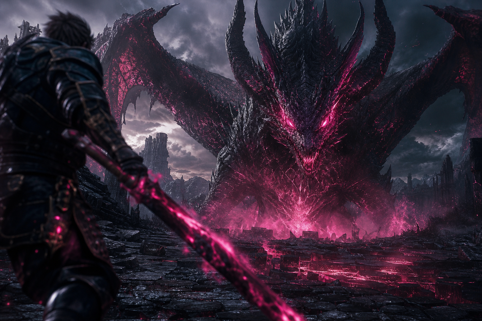 Fantasy Dragon Boss Battle Scene Gaming Wallpaper  15 4K