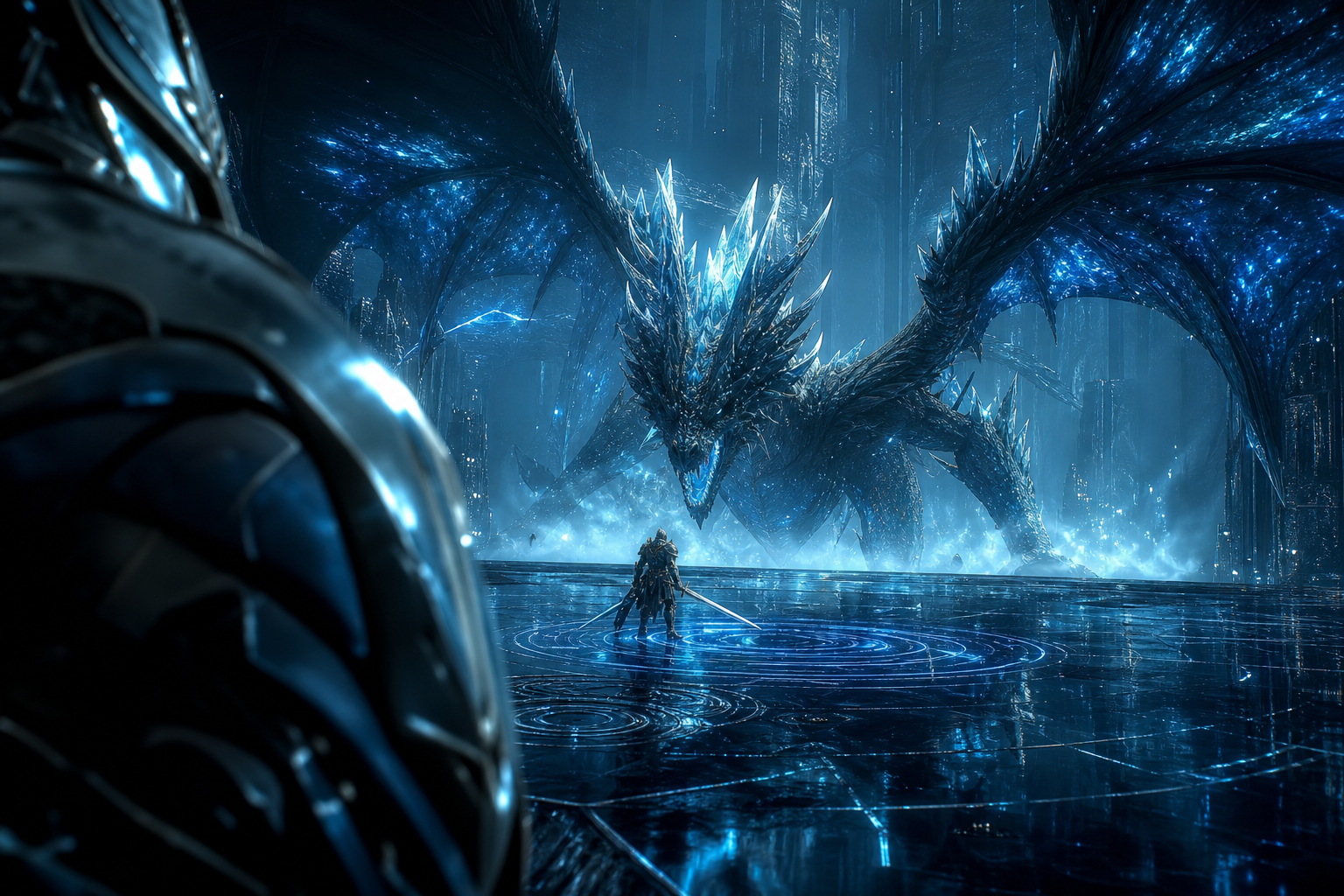 Fantasy Dragon Boss Battle Scene Gaming Wallpaper  15 4K