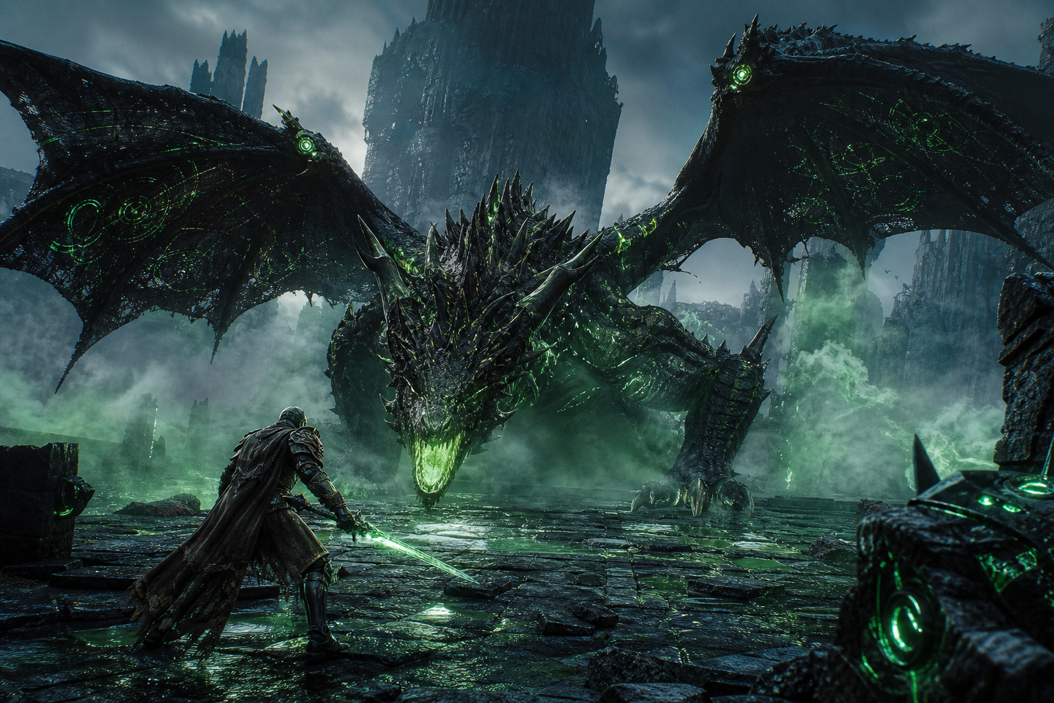 Fantasy Dragon Boss Battle Scene Gaming Wallpaper  5 4K