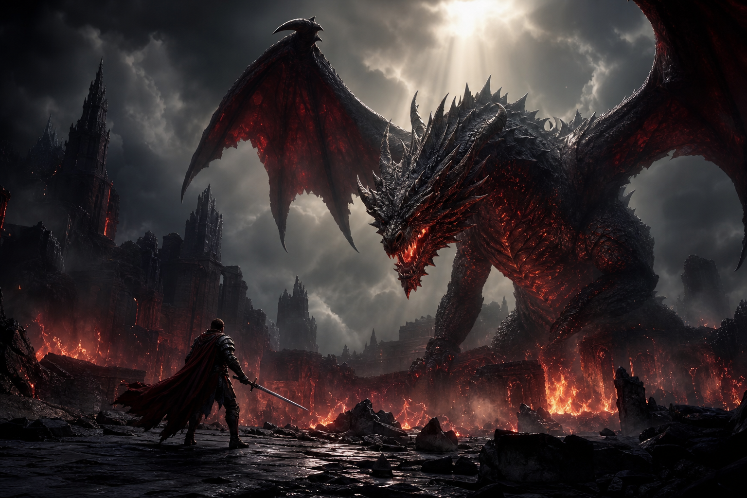 Fantasy Dragon Boss Battle Scene Gaming Wallpaper  5 4K