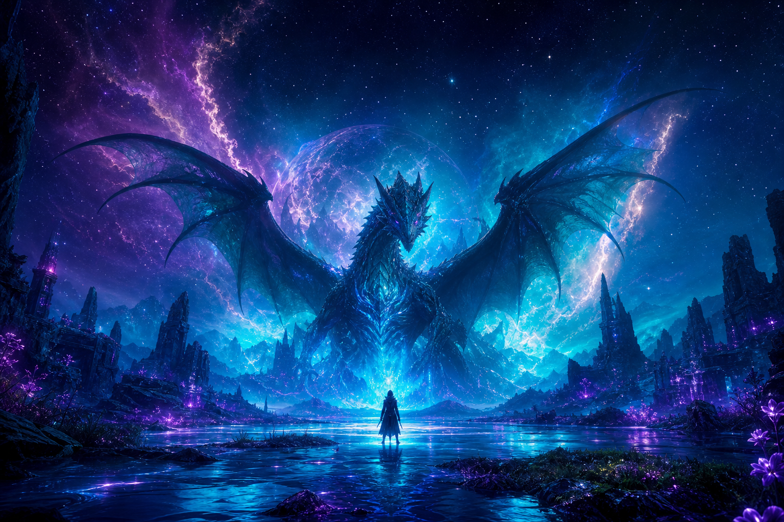 Fantasy Dragon Boss Battle Scene Gaming Wallpaper  5 4K