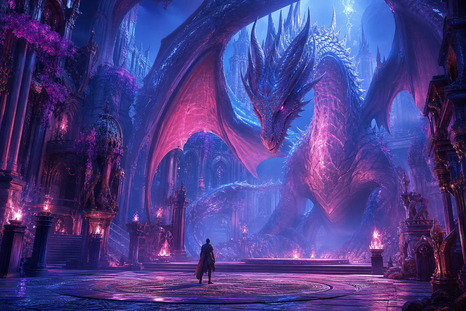 Fantasy Dragon Boss Battle Scene Gaming Wallpaper  5 4K