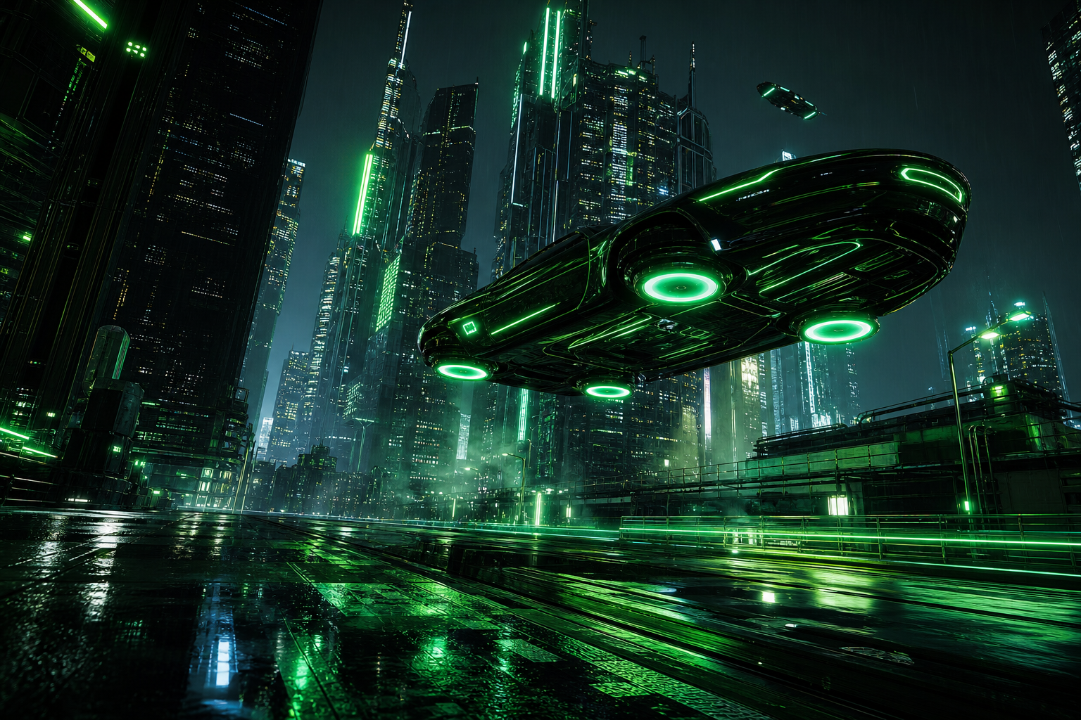 Flying Cars Above Neon Downtown Cyberpunk Wallpaper  13 4K