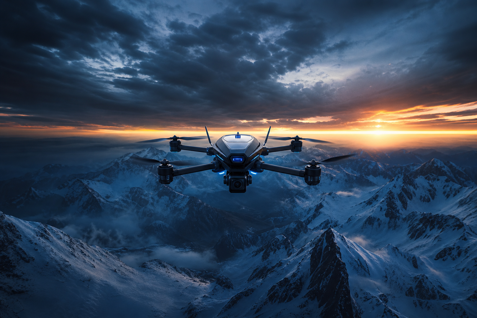 Fpv Drone Flying Above Mountains At Sunset Drone Wallpaper  1 4K