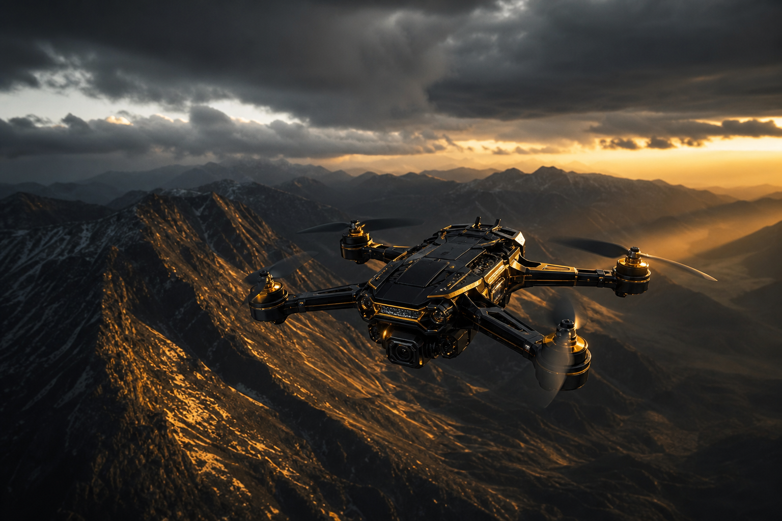 Fpv Drone Flying Above Mountains At Sunset Drone Wallpaper  1 4K